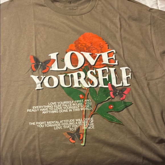 Fashion Nova Brown Graphic Tee with Orange and Red Accents - Picture 1 of 6